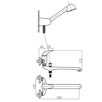 FARIS Vannas/dušas jaucējkrāns PANTHER matēts, 1066