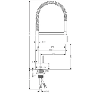Hansgrohe Axor Semi-Pro Virtuves jaucējkrāns, hroms 10820000