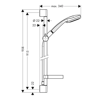 Dušas Komplekts Hansgrohe Croma 100, 3 strūklas, 0,90 m stienis un šļūtene, hroms 27774000