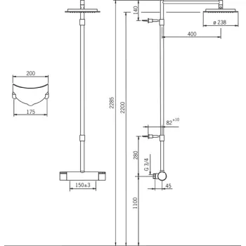 ORAS Cubista termostata j-krāns ar stacionāro dušu 2890