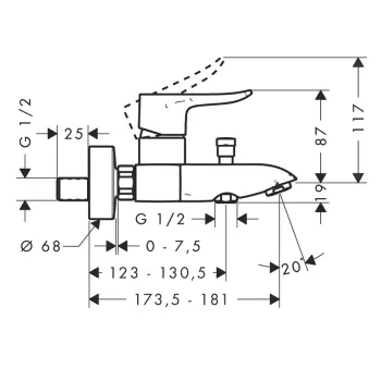 Hansgrohe Metris Vannas/dušas jaucējkrāns, 31480000