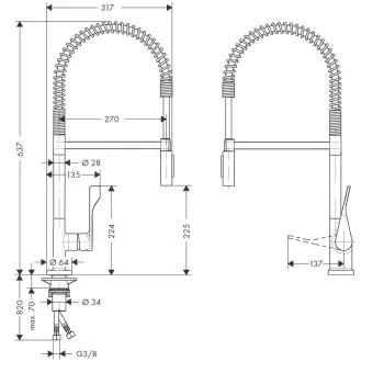Hansgrohe Axor Citterio Virtuves jaucējkrāns, hroms 39840000