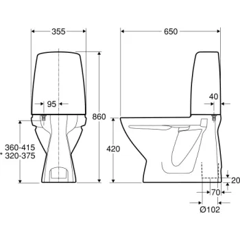 Tualetes pods Ifo Sign, 355x650 mm, vertikāls izvads, bez vāka, balts IC