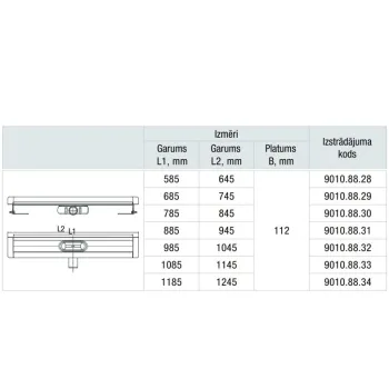 ACO ShowerDrain C Dušas kanāls 985mm, h-65mm, 9010.88.32