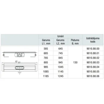 ACO ShowerDrain C Dušas kanāls 685mm, h-92mm, 9010.88.01