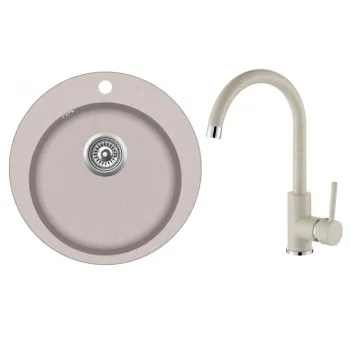 Aquasanita Virtuves izlietne 505mm ar jaucējkrānu SR100W/TAP5523 Aquasanita Virtuves izlietne 505mm ar jaucējkrānu SR100W/TAP5523
