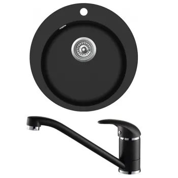 Aquasanita Virtuves izlietne 505mm ar jaucējkrānu SR100W/TAP2561 Aquasanita Virtuves izlietne 505mm ar jaucējkrānu SR100W/TAP2561