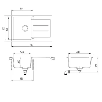 Aquasanita TESA Virtuves izlietne 780x495 mm, SQT101AW-601