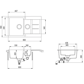 Aquasanita TESA Virtuves izlietne 800x495 mm SQT151AW-110 Aquasanita TESA Virtuves izlietne 800x495 mm SQT151AW-110