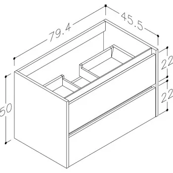 Kame City Skapītis zem izlietnes 80cm, BU/8-3DR/1P1