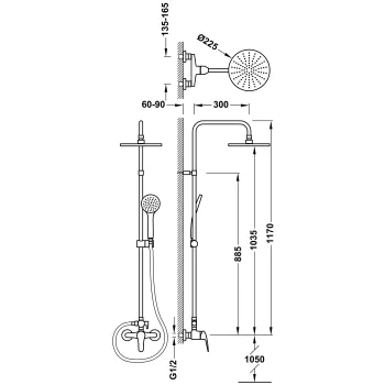 Dušas sistēma AKC BASE-TRES Plus Dušas jaucējkrāns ar stacionāro dušu 21619110