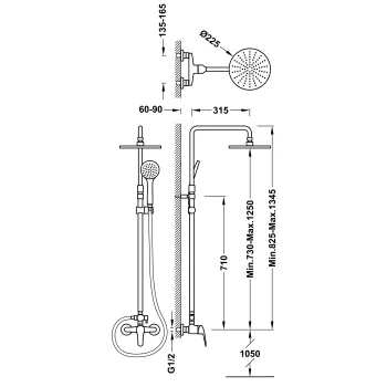 Dušas sistēma BASE-TRES Plus Dušas jaucējkrāns ar stacionāro dušu, hroms 21631221