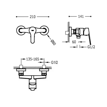 BASE-TRES Dušas jaucējkrāns. 21516710
