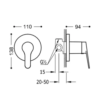 BASE-TRES Dušas iebūvējamais jaucējkrāns. 21517701