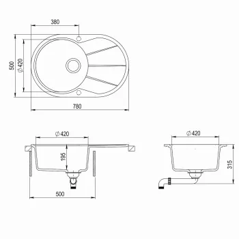 Aquasanita CLARUS Virtuves izlietne 780x500 mm SR101AW-221