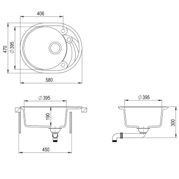 Aquasanita CLARUS Virtuves izlietne 580x470 mm SR102AW-110 Aquasanita CLARUS Virtuves izlietne 580x470 mm SR102AW-110