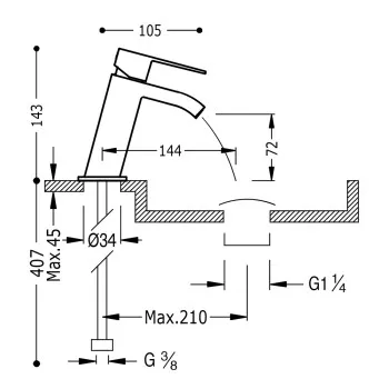 TRES-Cuadro Izlietnes jaucējkrāns, 00620101