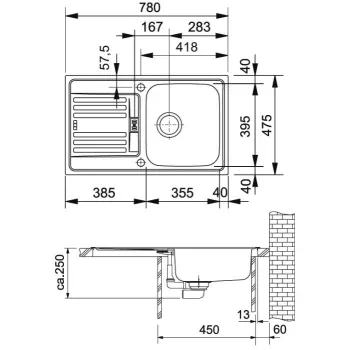 FRANKE Virtuves izlietne EUROFORM 78x47.5 cm, EFX 614-78 FRANKE Virtuves izlietne EUROFORM 78x47.5 cm, EFX 614-78
