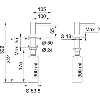 Franke ACTIVE-PLUS Dozators, 119.0547.902 Franke ACTIVE-PLUS Dozators, 119.0547.902