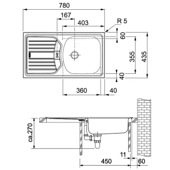 FRANKE Virtuves izlietne EUROSTAR 78x43.5 cm, ETL 614 NOVA FRANKE Virtuves izlietne EUROSTAR 78x43.5 cm, ETL 614 NOVA