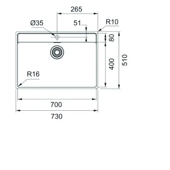 FRANKE Virtuves izlietne MARIS 73x51 cm, MRX210-70TL,127.0531.91