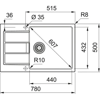 FRANKE Tectonite Virtuves izlietne SIRIUS 78x50 cm, S2D 611-78XL, Arktis weiss FRANKE Tectonite Virtuves izlietne SIRIUS 78x50 cm, S2D 611-78XL, Arktis weiss