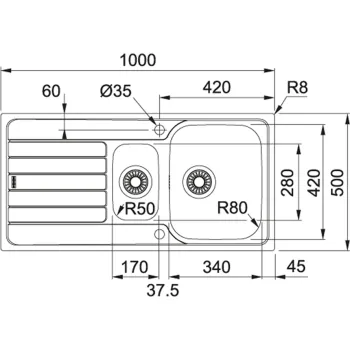 FRANKE Virtuves izlietne Euroform 78x48 cm, EFN 651-78 FRANKE Virtuves izlietne Euroform 78x48 cm, EFN 651-78
