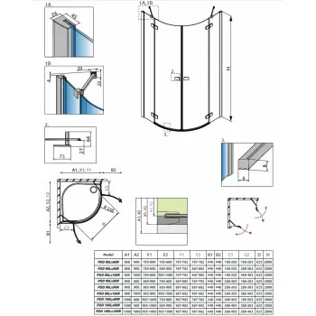Radaway Pusapaļa dušas kabīne Fuenta New PDD 100x100 cm