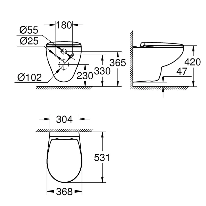 Komplekts Grohe Bau Rimless WC+rāmis Rapid SL+poga (C)