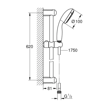 Dušas komplekts Grohe Tempesta New 100 I, 600 mm, hroms