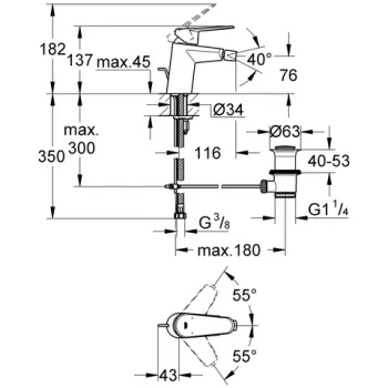 Grohe Eurodisc Cosmo Bidē jaucējkrāns, 33244 002 Grohe Eurodisc Cosmo Bidē jaucējkrāns, 33244 002