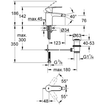 Grohe Eurostyle Cosmo Bidē jaucējkrāns, 33565 002 Grohe Eurostyle Cosmo Bidē jaucējkrāns, 33565 002