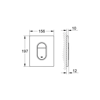 Taustiņš montāžas rāmim Grohe Arena Cosmo duo, 156x197 mm, vertikāls, hroms Taustiņš montāžas rāmim Grohe Arena Cosmo duo, 156x197 mm, vertikāls, hroms