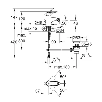 Grohe BauFlow Bidē jaucējkrāns, 23754000