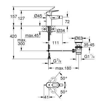Bide maisītājs Grohe BauLoop, hromēts 23338000