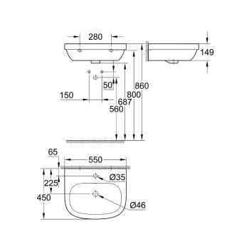 Grohe Euro Ceramic Izlietne 55x45cm, 3933600H