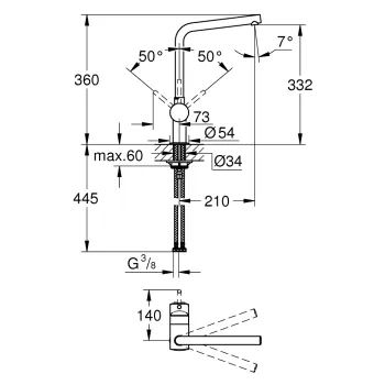 GROHE Minta Virtuves izlietnes jaucējkrāns 31375000 GROHE Minta Virtuves izlietnes jaucējkrāns 31375000