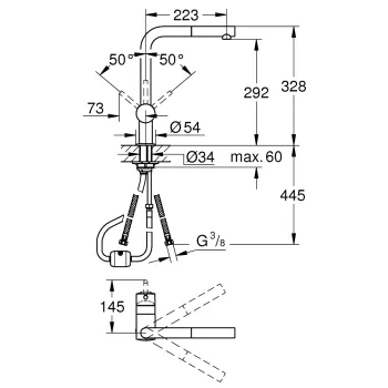 GROHE Minta Virtuves izlietnes jaucējkrāns 32168000 GROHE Minta Virtuves izlietnes jaucējkrāns 32168000