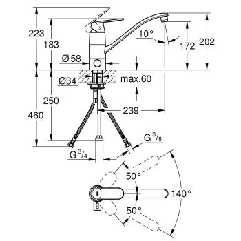 GROHE Eurosmart Cosmo Virtuves izlietnes jaucējkrāns 31161000 GROHE Eurosmart Cosmo Virtuves izlietnes jaucējkrāns 31161000