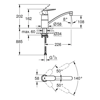GROHE Eurosmart Cosmo Virtuves izlietnes jaucējkrāns 31170000 GROHE Eurosmart Cosmo Virtuves izlietnes jaucējkrāns 31170000