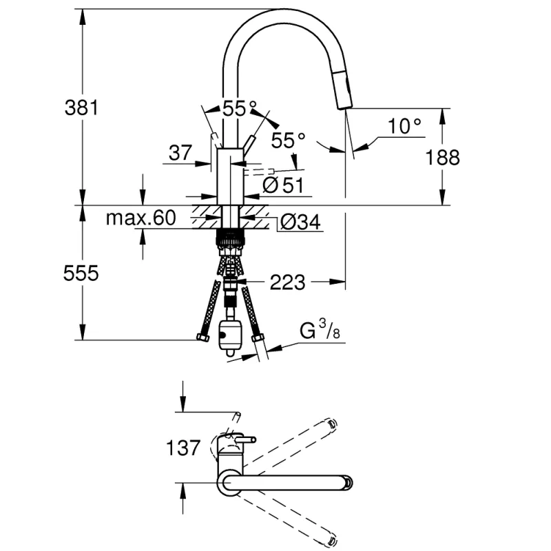 GROHE CONCETTO Virtuves izlietnes jaucējkrāns 31483002 GROHE CONCETTO Virtuves izlietnes jaucējkrāns 31483002