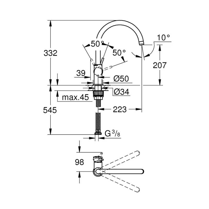 GROHE BauClassic Virtuves izlietnes jaucējkrāns 31535001