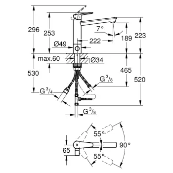 GROHE BauEdge Virtuves izlietnes jaucējkrāns 31696000 GROHE BauEdge Virtuves izlietnes jaucējkrāns 31696000