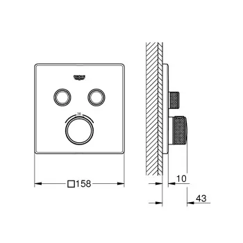 Vannas / Dušas maisītājs Grohe Grohtherm SmartControl iebūvējams 2 izvadi, hromēts  29124000
