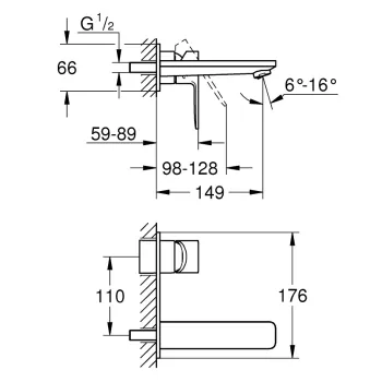 Vannas istabas izlietnes maisītājs Grohe Lineare iebūvējams 2 izvadi, hromēts  19409001