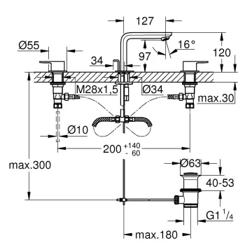 Grohe LINEARE 3-daļ. Izlietnes jaucējkrāns 20304001
