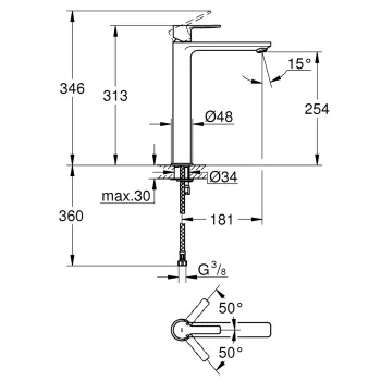 Vannas istabas izlietnes maisītājs Grohe  Lineare New XL, hroms Vannas istabas izlietnes maisītājs Grohe  Lineare New XL, hroms