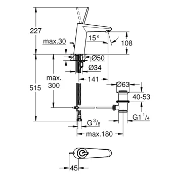 Vannas istabas izlietnes maisītājs Grohe Eurodisc Joy M, hromēts 23427000