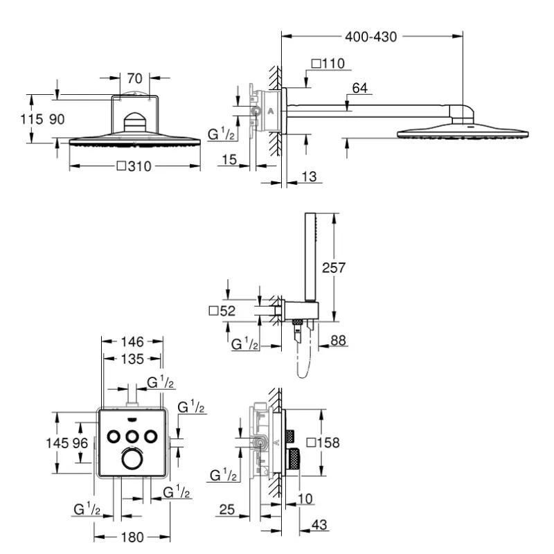 GROHE SmartControl Iebūvējamā dušas sistēma, 34706000