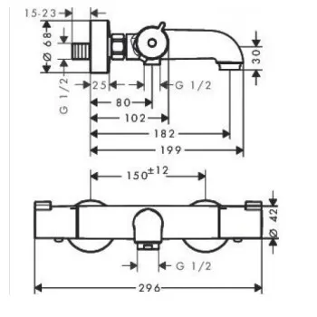 Vannas/dušas maisītājs Hansgrohe Ecostat 1001 CL  termostats, hroms 1320100
